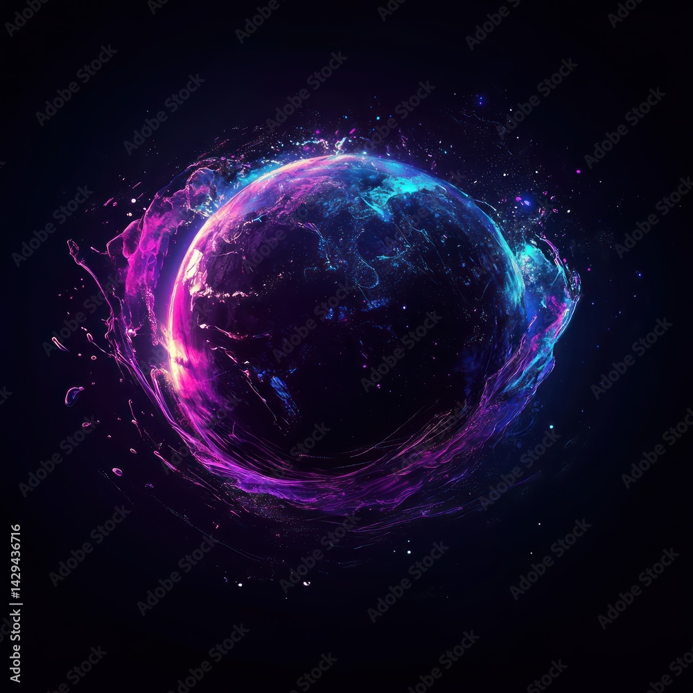 Obraz premium Glowing Earth with cosmic swirl.