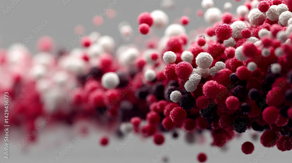 A high-impact 3D motion graphic featuring a stream of vibrant red data dots flowing from left to right across a clean white background. Generative AI A high-impact 3D motion graphic featuring a stream of vibrant red data dots flowing from left to right across a clean white background. Generative AI
