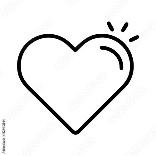 Heart outline vector graphic for love and romance concept with sparkle design element illustration