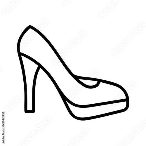 High heel shoe outline vector design for fashion footwear style and elegant women's shoes icon