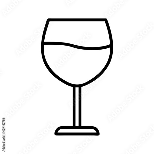 Wine glass vector icon illustration, alcohol drink, wine tasting, bar, restaurant, outline art