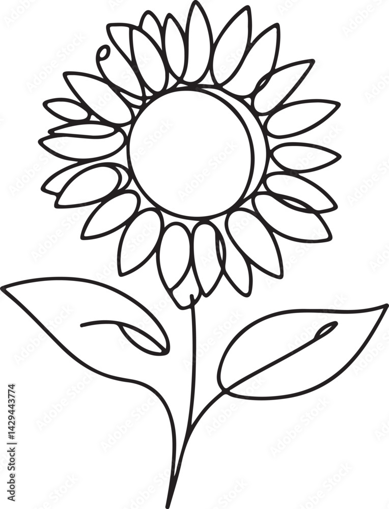 Fototapeta premium Charming Sunflower icon drawing on white background