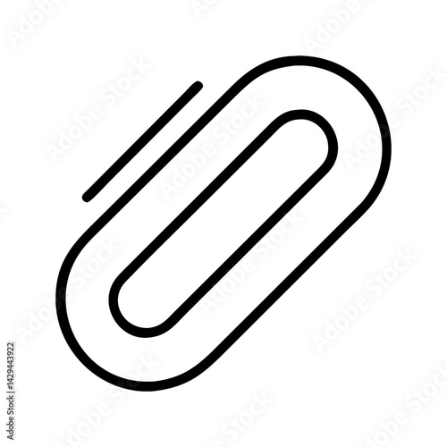 Paper clip icon vector illustration, office supply, stationery, attachment, binder clip, line art