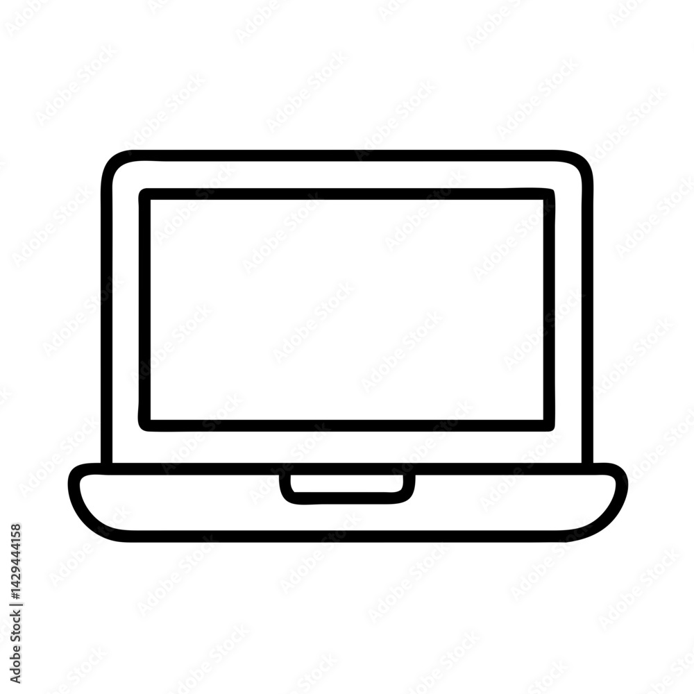 Laptop computer vector icon for technology and business use outline style simple design element Laptop computer vector icon for technology and business use outline style simple design element