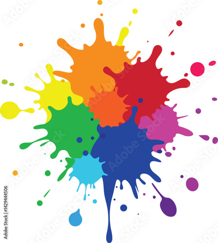 Vibrant Abstract Splash of Multicolored Paint in Dynamic Motion