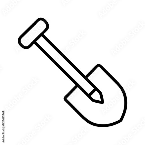 Shovel outline icon vector illustration for gardening digging and construction work tool design
