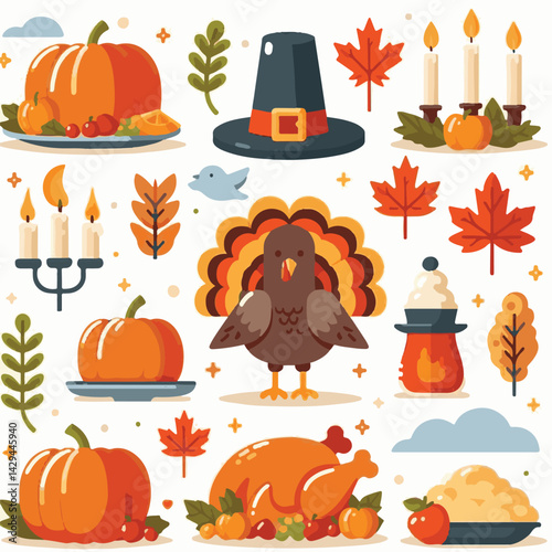 holiday, autumn, thanksgiving, fall, harvest, background, season, celebration, pumpkin, day, seasonal, november, design, leaves, orange, nature, leaf, turkey, concept, festive, happy, dinner, card, ba