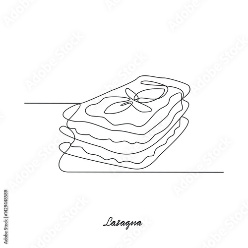 One continuous line drawing of Lasagna food vector design illustration. Traditional food in simple linear style vector design concept. European foods for your asset design and educational purpose.
