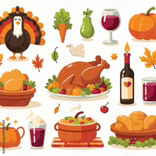 holiday, autumn, thanksgiving, fall, harvest, background, season, celebration, pumpkin, day, seasonal, november, design, leaves, orange, nature, leaf, turkey, concept, festive, happy, dinner, card, ba