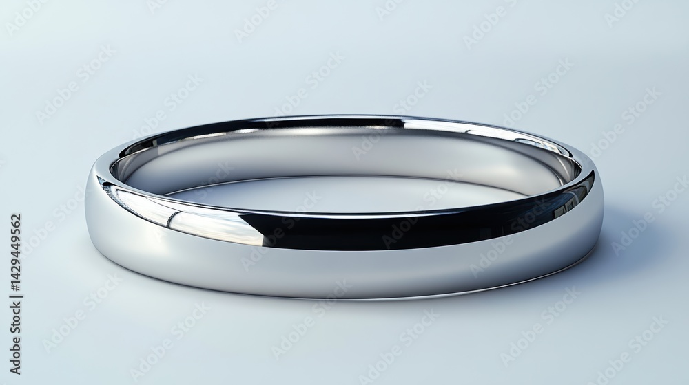 Sleek silver cuff bracelet with smooth surface and polished shine, isolated on white background Sleek silver cuff bracelet with smooth surface and polished shine, isolated on white background