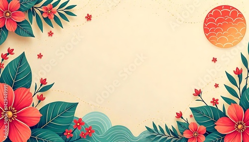 Asian American Native Hawaiian Pacific Islander Heritage Month background template with empty copy space for text, created with generative ai