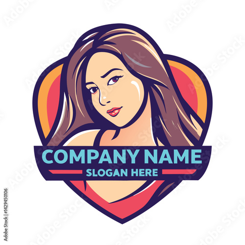 Female portrait logo with heart shape