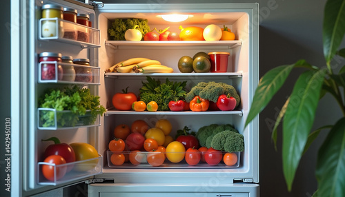 Wallpaper Mural Colorful assortment of fresh vegetables and fruits in refrigerator  
 Torontodigital.ca