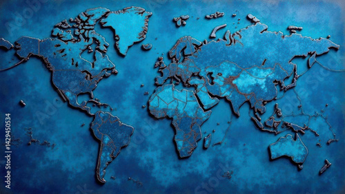 blue old abstract map background