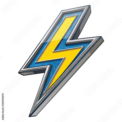 Design a vibrant, stylized thunderbolt icon shaped like a splash, signifying a damage boost in a game.  The design should be suitable for a user interface.