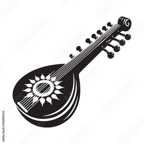 Melodies of Tradition: A Beautiful Collection of Veena Vector Silhouettes Celebrating the Elegant Shape, Resonant Sound, and Cultural Significance of This Iconic Indian String Instrument.