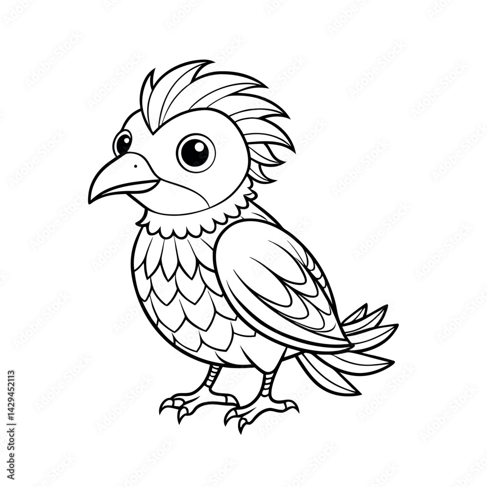 Obraz premium Montezuma Bird Line Art Outline Vector for Nature and Wildlife Design