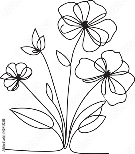 Charming line art of Violet flower on white
