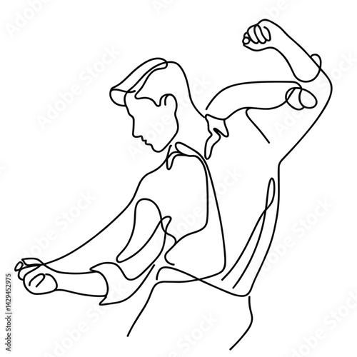 Dancing figure in a line art style on a white background  
