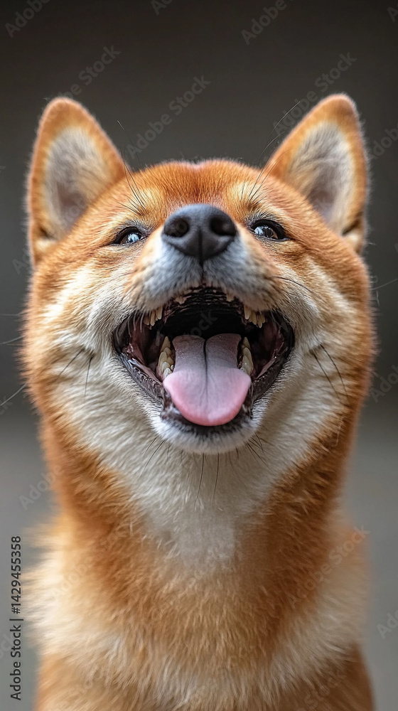 Happy smiling Shiba Inu dog isolated on a clean background symbolizes joy loyalty and the spirited nature of Japanese culture ideal for concepts of positivity independence and friendly energy