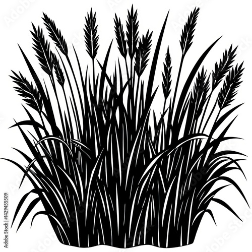 Diverse Line Art Grass Collection Silhouette