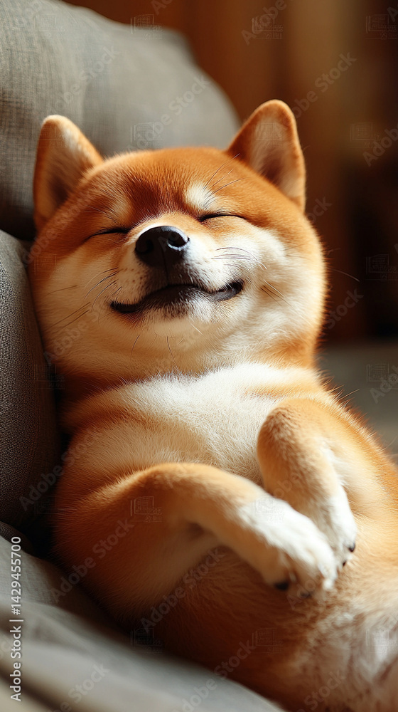 Happy smiling Shiba Inu dog isolated on a clean background symbolizes joy loyalty and the spirited nature of Japanese culture ideal for concepts of positivity independence and friendly energy