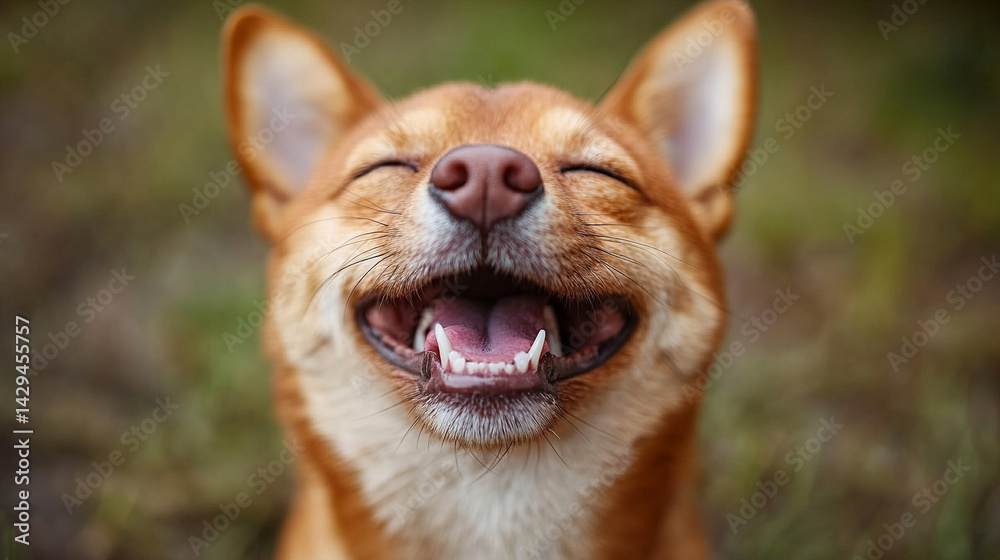 Happy smiling Shiba Inu dog isolated on a clean background symbolizes joy loyalty and the spirited nature of Japanese culture ideal for concepts of positivity independence and friendly energy
