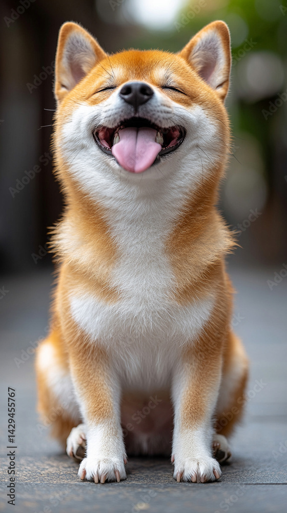 Happy smiling Shiba Inu dog isolated on a clean background symbolizes joy loyalty and the spirited nature of Japanese culture ideal for concepts of positivity independence and friendly energy