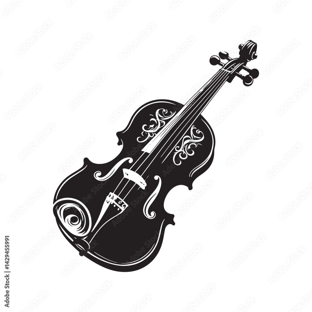 Obraz premium Strings of Mastery: A Captivating Collection of Violin Vector Silhouettes Celebrating the Timeless Elegance, Rich Sound, and Musical Power of This Iconic String Instrument.