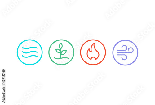 Four elements icons. Water, fire, air and earth signs. Vector illustration design