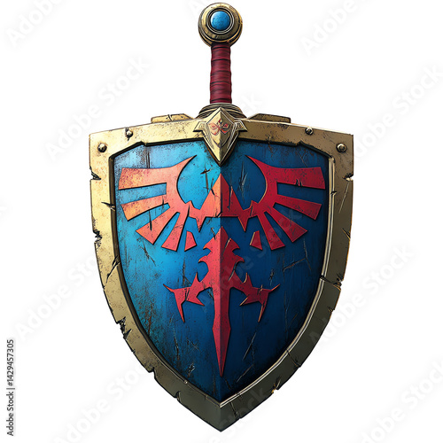 Hyrule shield with royal crest a symbol of courage and protection on transparent background