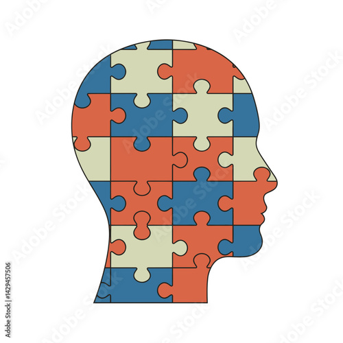 Puzzle Piece Head Silhouette – ADHD, Asperger’s, Unique Thinking Symbol