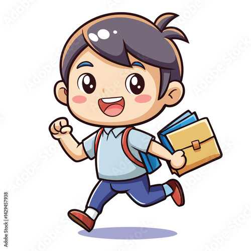 Happy student running with school bag