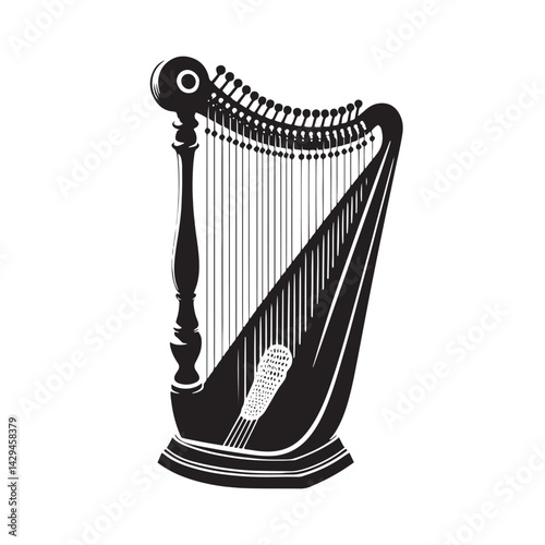 Strings of Harmony: A Beautiful Collection of Zither Vector Silhouettes Showcasing the Elegant Shape, Rich Sound, and Cultural Significance of This Timeless String Instrument.