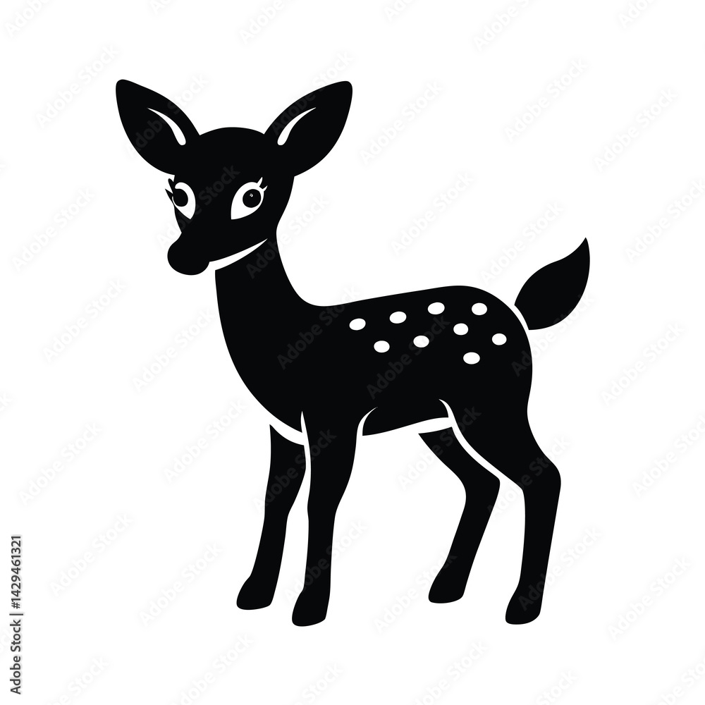 Fototapeta premium playful baby deer design silhouette vector illustration
