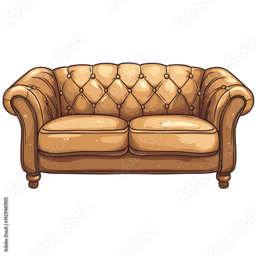vector drawing leather sofa chester .Generative AI