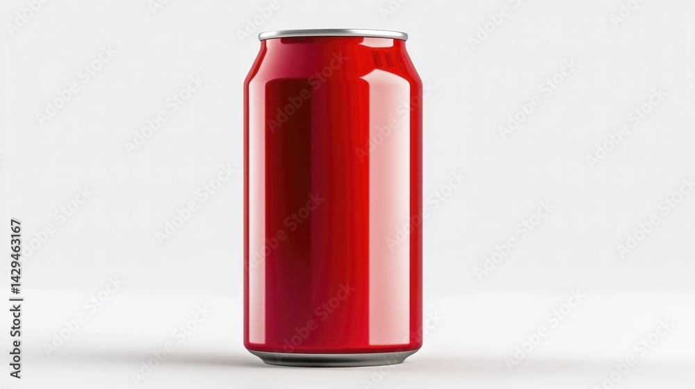 Obraz premium Red Can Mockup on White Background. Generative AI