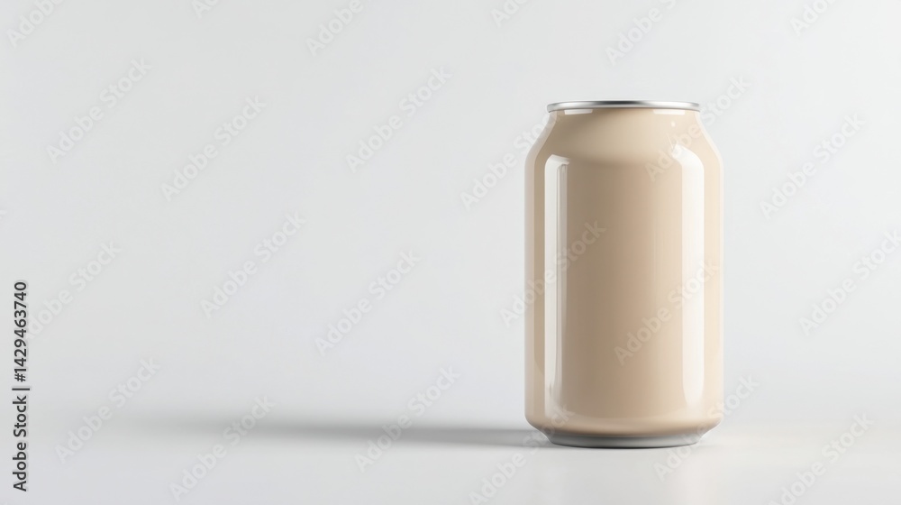 Beige can mockup isolated on white background. Generative AI Beige can mockup isolated on white background. Generative AI