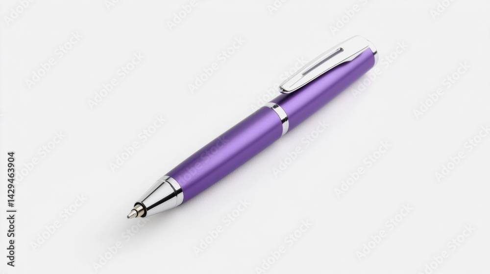 Purple pen mockup isolated on white background. Generative AI
