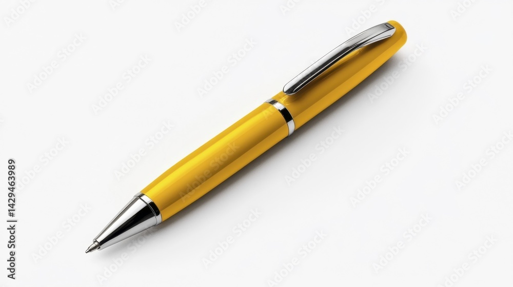 Mustard pen mockup isolated on white background. Generative AI Mustard pen mockup isolated on white background. Generative AI