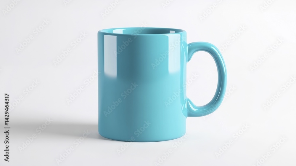 Fototapeta premium Green mug mockup isolated on white background. Generative AI