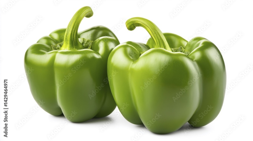 Fresh Green Bell Pepper Isolated on White Background. Generative AI Fresh Green Bell Pepper Isolated on White Background. Generative AI