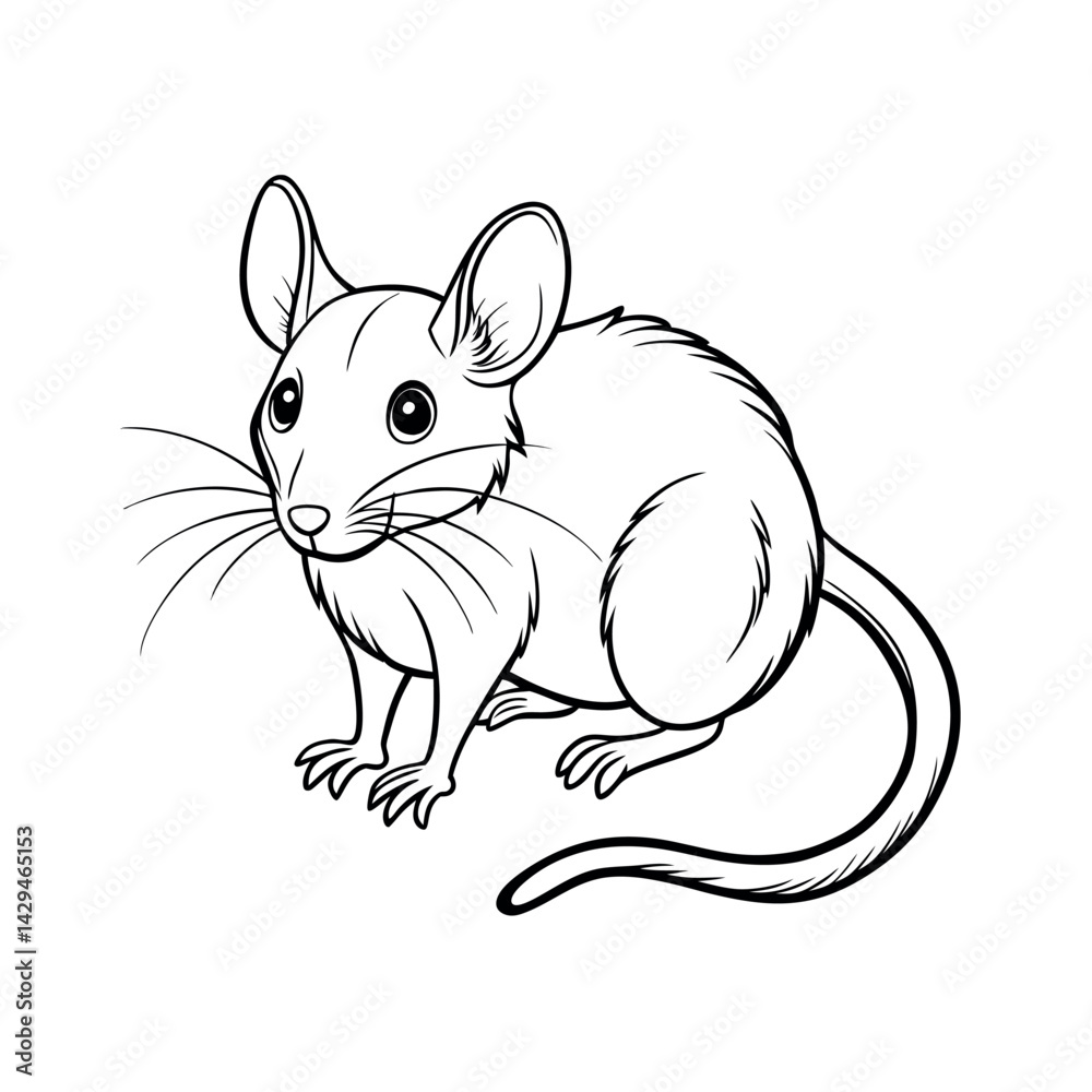 Lesser Mouse Black Silhouette Vector on White