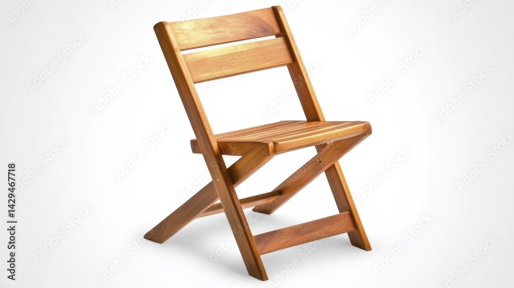 Wooden folding chair on a white background. Generative AI Wooden folding chair on a white background. Generative AI