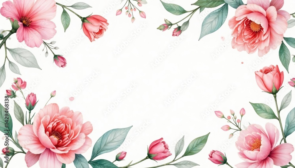 Fototapeta premium Delicate watercolor botanical print, soft floral repeat , texture, digital, subtle