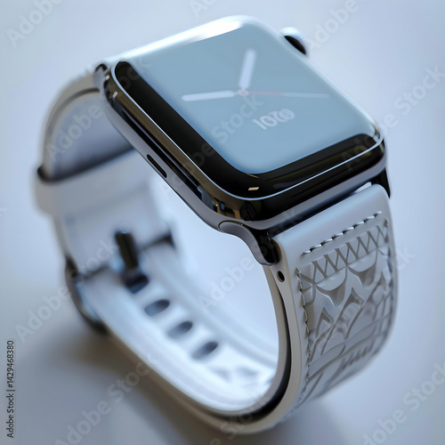 Smartwatch band close-up on white with textured pattern