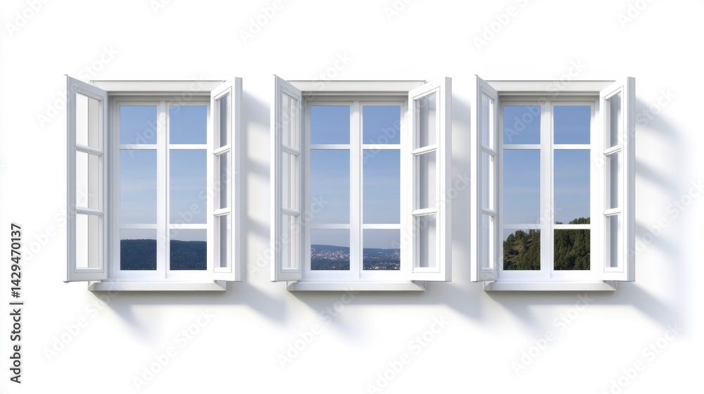 Obraz premium Window frames isolated on white background. Generative AI