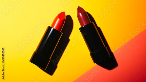 Obraz na płótnie Bold lip colors showcase vibrant hues against a bright gradient background w salonie
