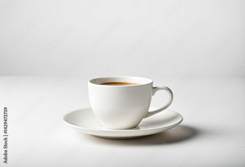 White cup with espresso and saucer, isolated on neutral back White cup with espresso and saucer, isolated on neutral back