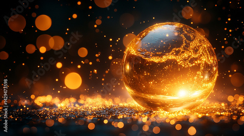 Obraz na płótnie A dynamic splash of water forming a perfect sphere floats in bright light against a white background symbolizing purity energy life renewal and the uncontainable force of nature
w salonie
